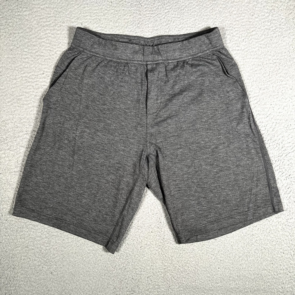 Lululemon Shorts‎ Mens Large Gray Athletic Running Elastic Waist Drawstring Logo